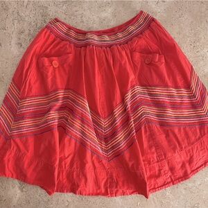 LITHE Anthropologie Embroidered Stitch Skirt w/ Front Pockets